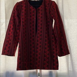 Vintage Red and Black Embroidered Blazer/ XS